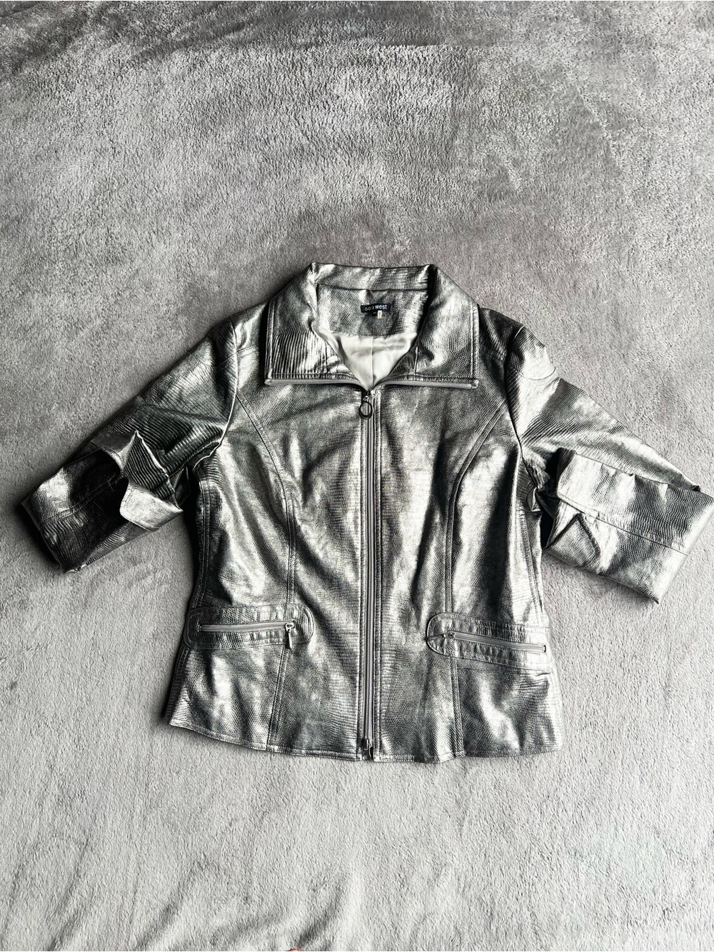 Y2K metallic leather jacket